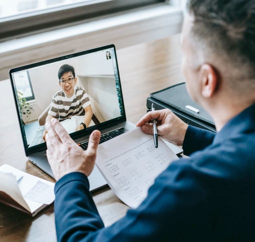 teacher videochatting with a student